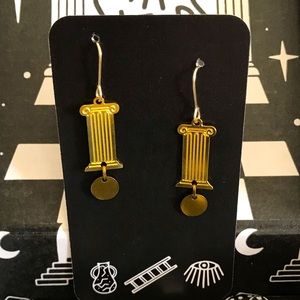 NEW While Odin Sleeps Parabilis Pillar & Circle Earrings / Brass